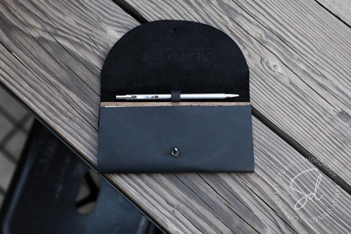 Personalized Black Check Presenter with Button Stud