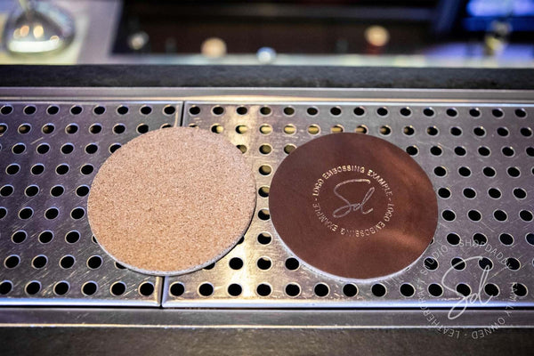 custom Set of Brown Coasters with Cork (5 pcs)
