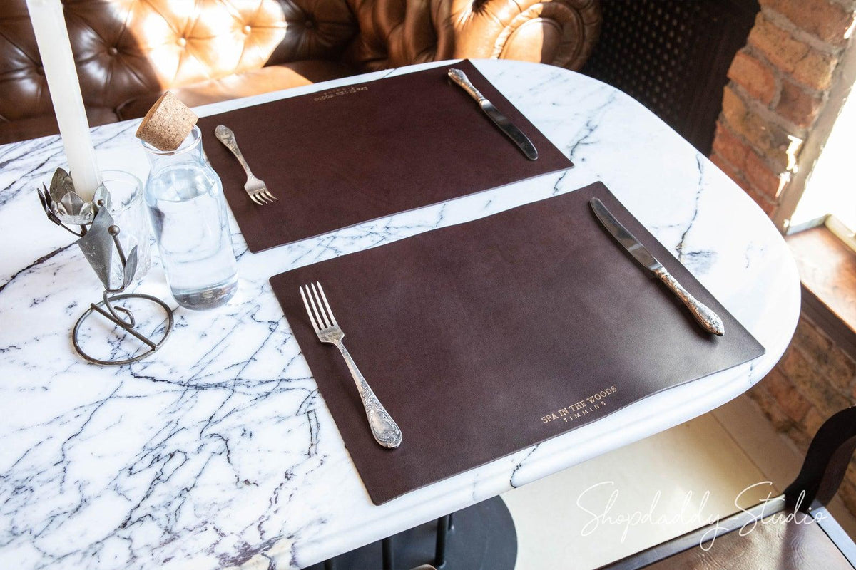 cafe Dark Brown Thick Leather Table Placemat