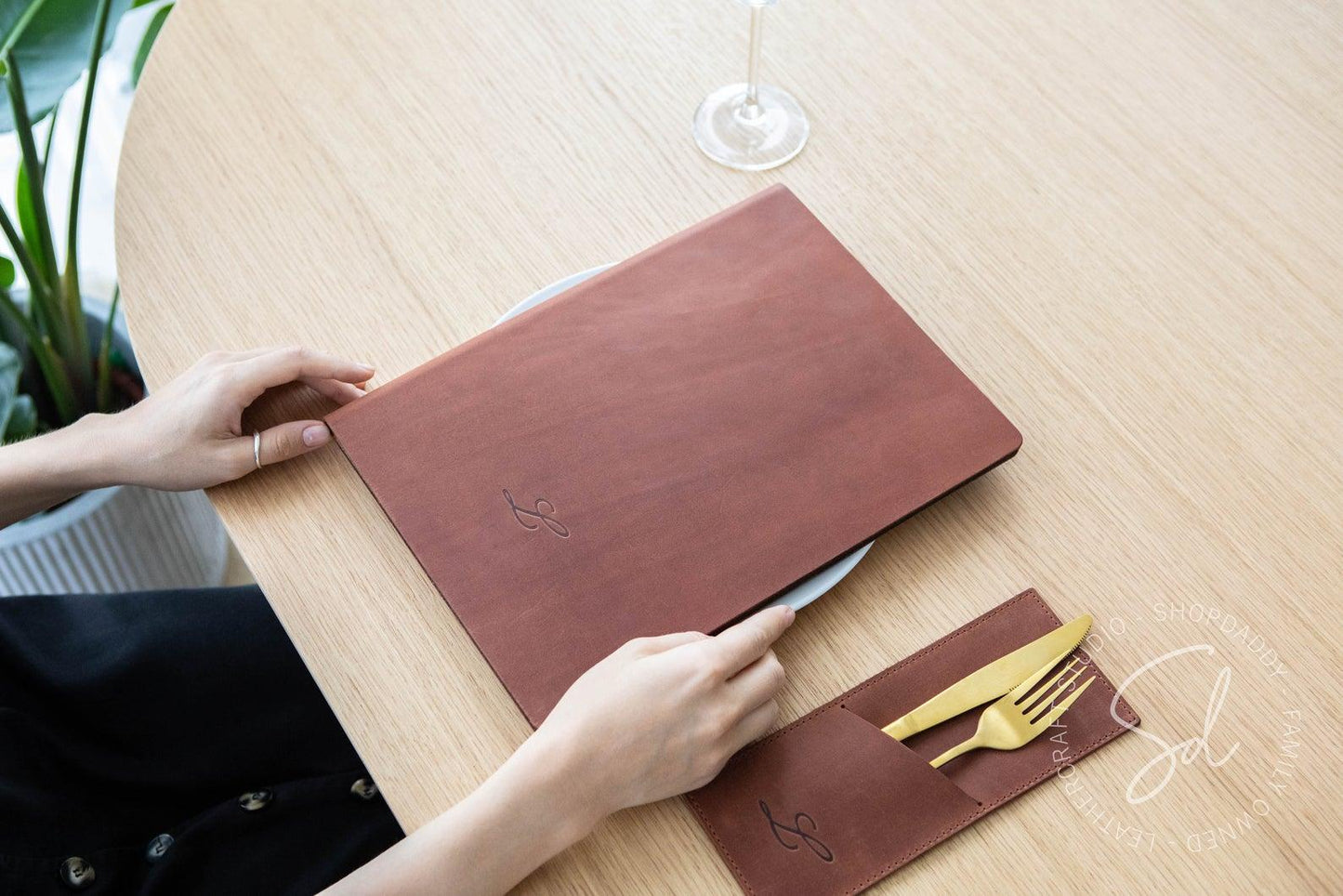 leather menu cover for cafe shopdaddy studio