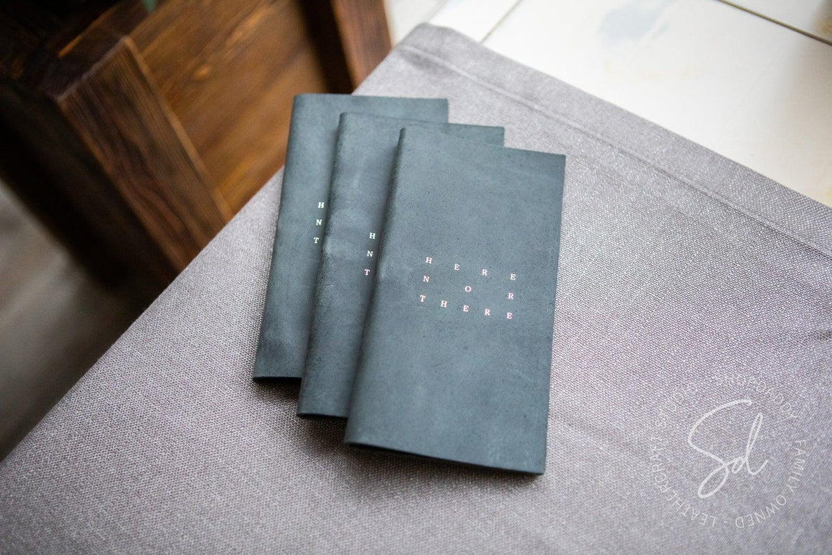 Green-Gray Leather Bill Holder with Pen Loop for restaurant