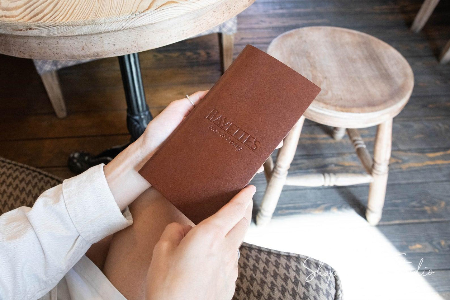 Brown Italian Leather Server Check Holder with Pen Loop