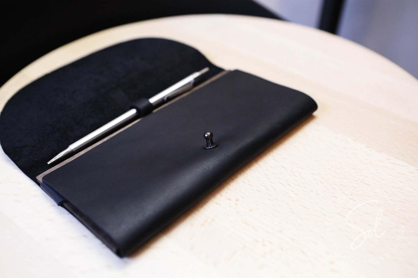 Black Check Holder with Button Stud