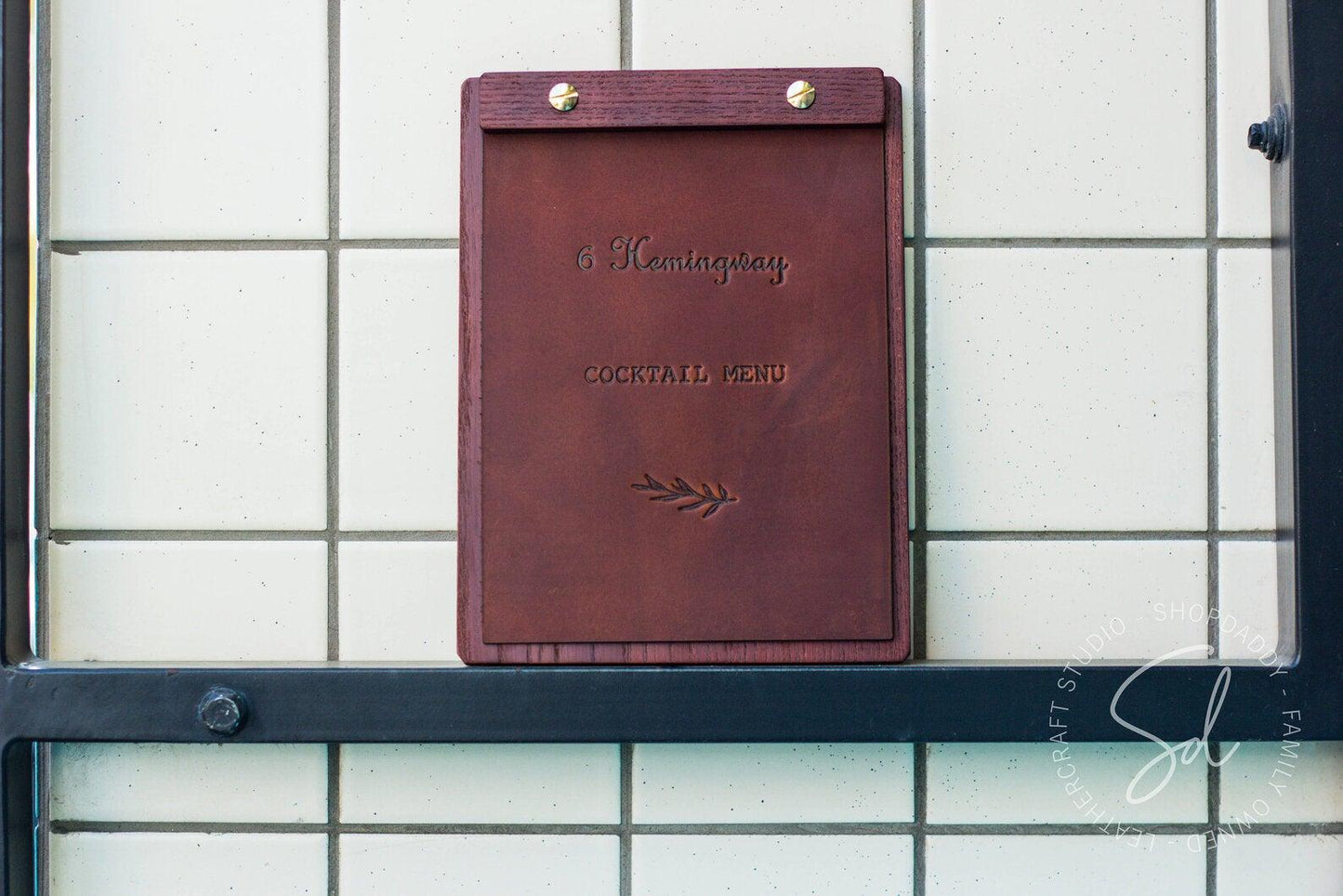 restaurant Mahogony Menu Board with Leather Cover