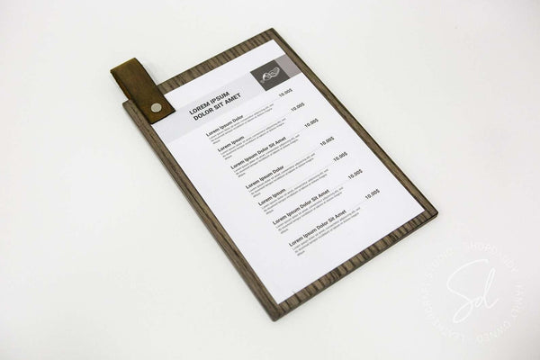 bar wooden Menu Board with Leather Loop