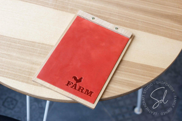 restaurant Menu Board with Red Leather Cover