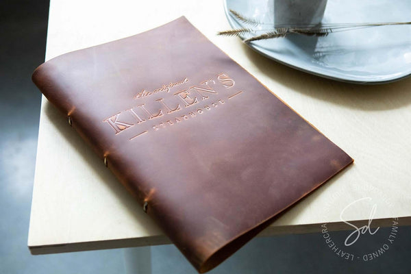 bar Rusty Leather Menu Cover with Steel Rings