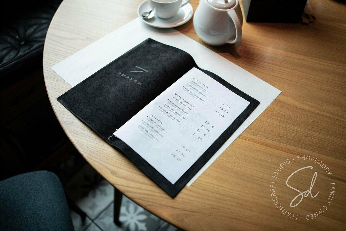 restaurant Leather Menu Cover with Elastic Band