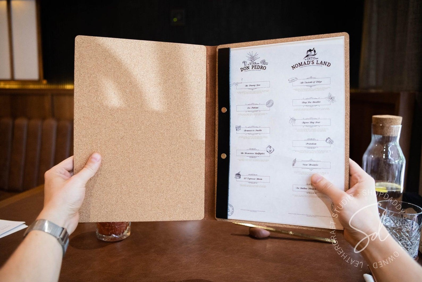 Leather Menu Cover with Cork - Shopdaddy-Studio