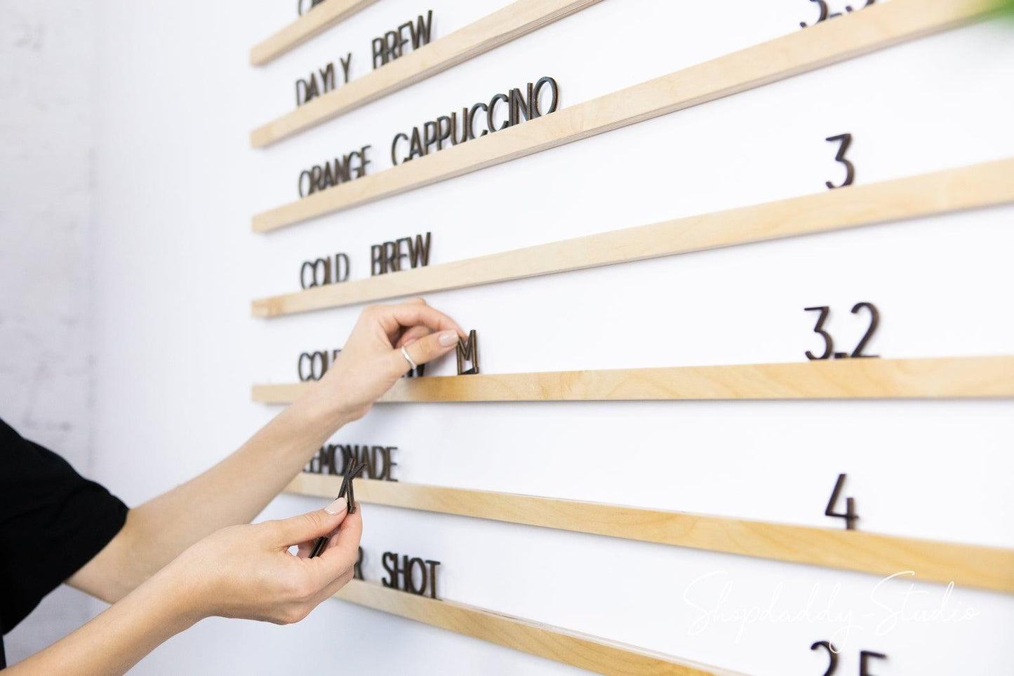wall menu wooden letter board shopdaddy studio