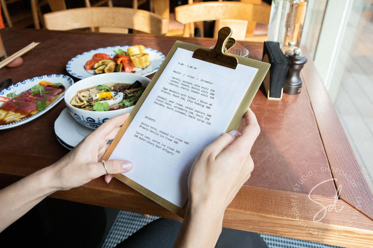 Brass Menu Clipboard ShopdaddyStudio