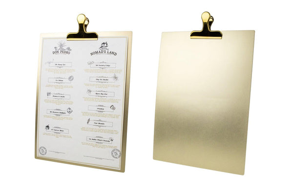 Brass Menu Holder with Clip for bar with logo