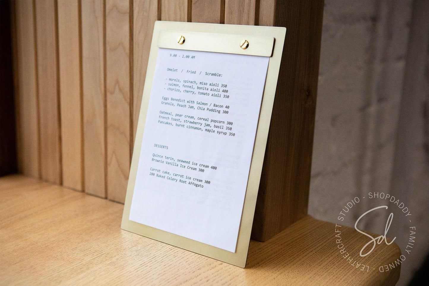 brass menu holder board shopdaddy studio