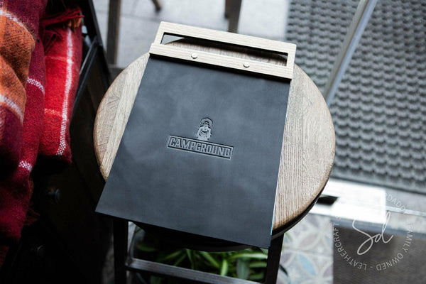 Leather Menu Board with Wooden Handle