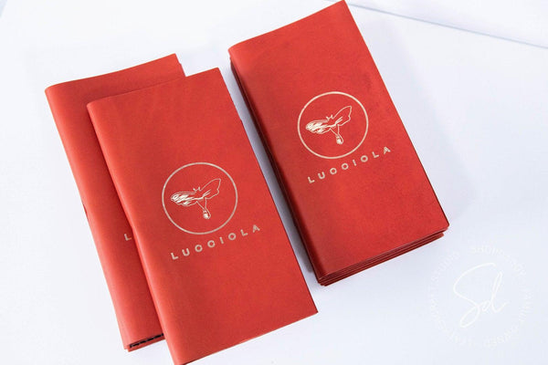 Red Leather Check Holder with Pen Loop