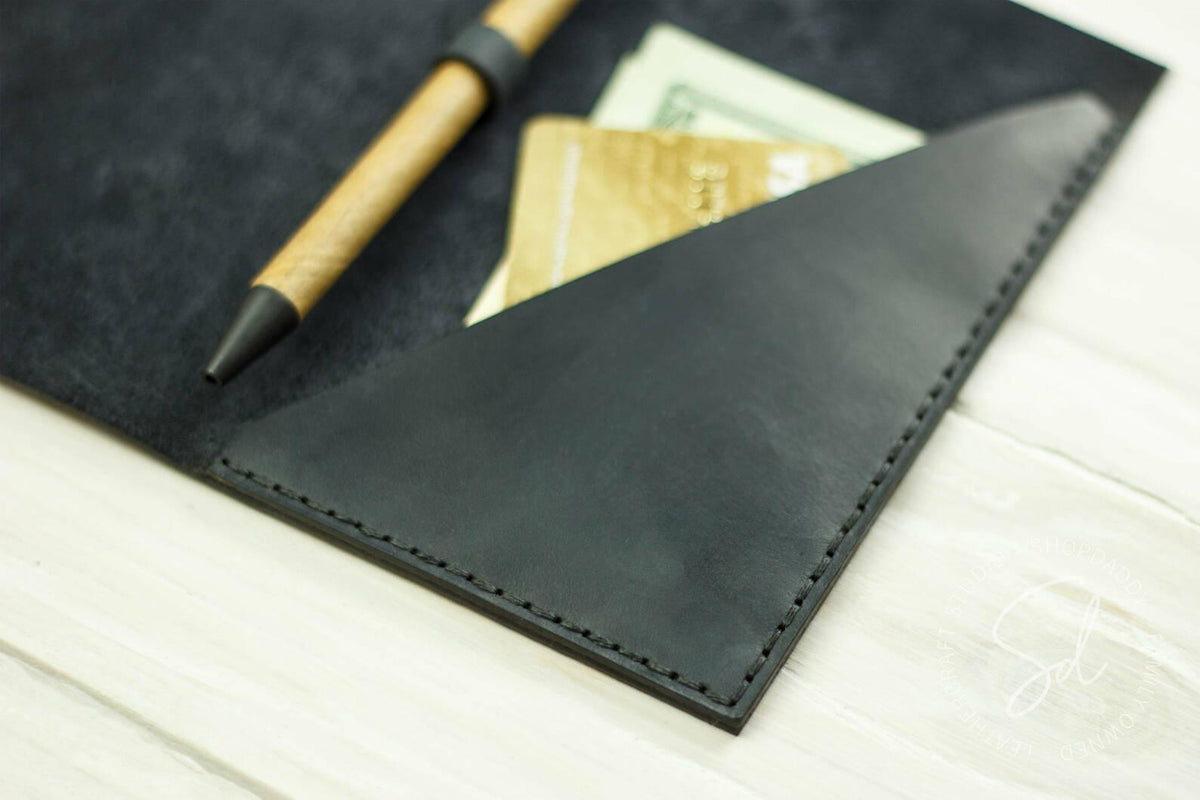 Personalized restaurant Leather Check Holder with Pen Loop