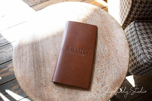 Brown Italian Leather Check Presenter with Pen Loop
