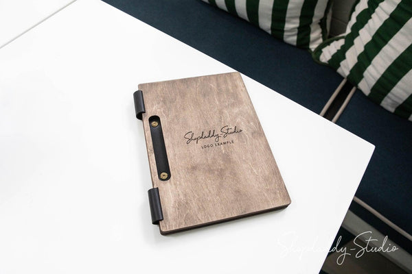 Walnut  Wooden Menu Holder with Slot 4.25x11