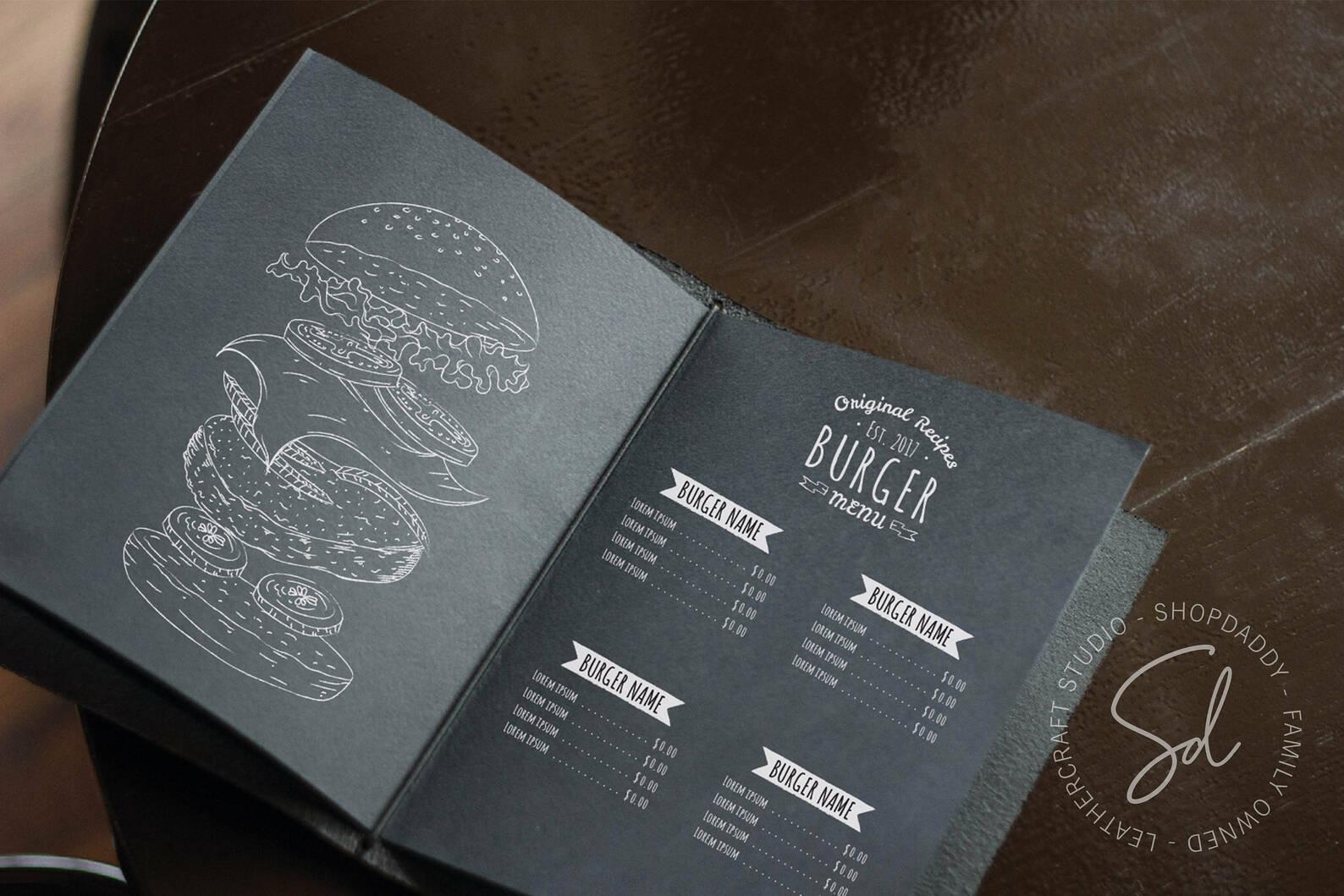 Black Thick Leather Menu Book with Elastic Band – Shopdaddy-Studio