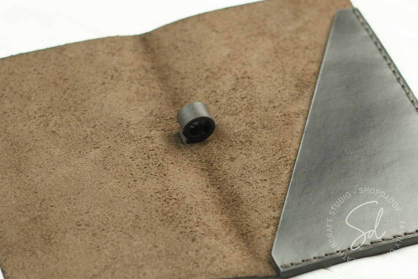 Chocolate Leather Check Holder with Pen Loop