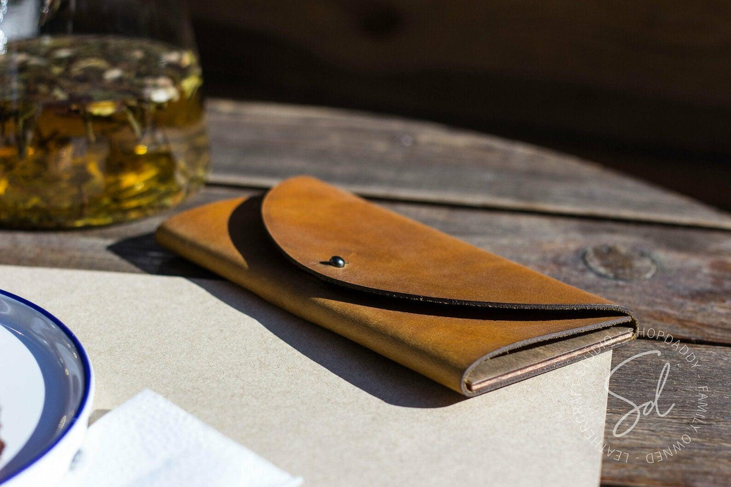 Ginger Check Holder with Button Stud