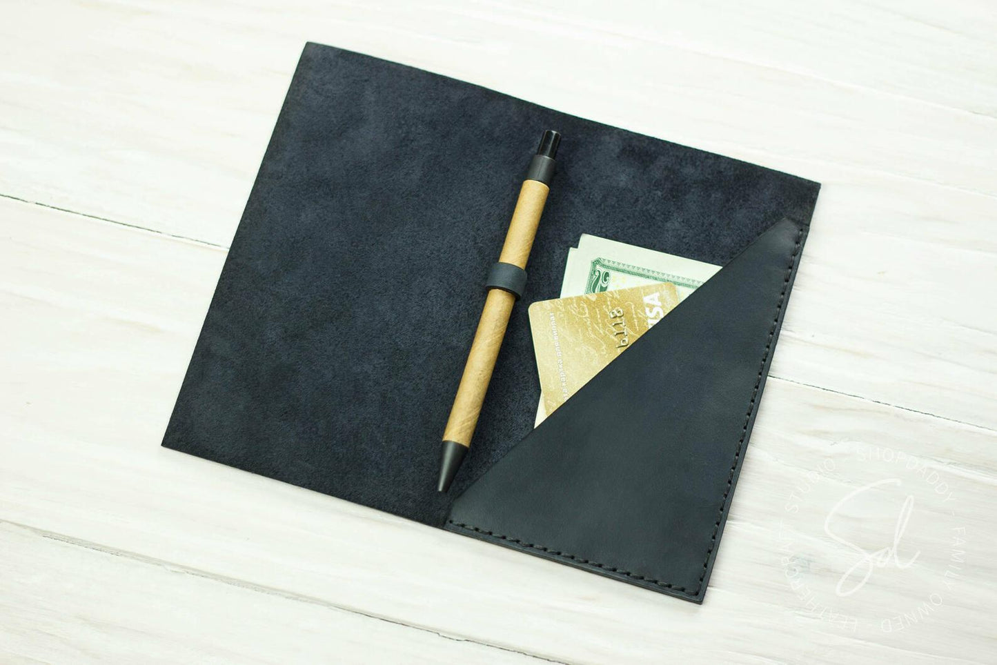 restaurant Leather Check Holder with Pen Loop