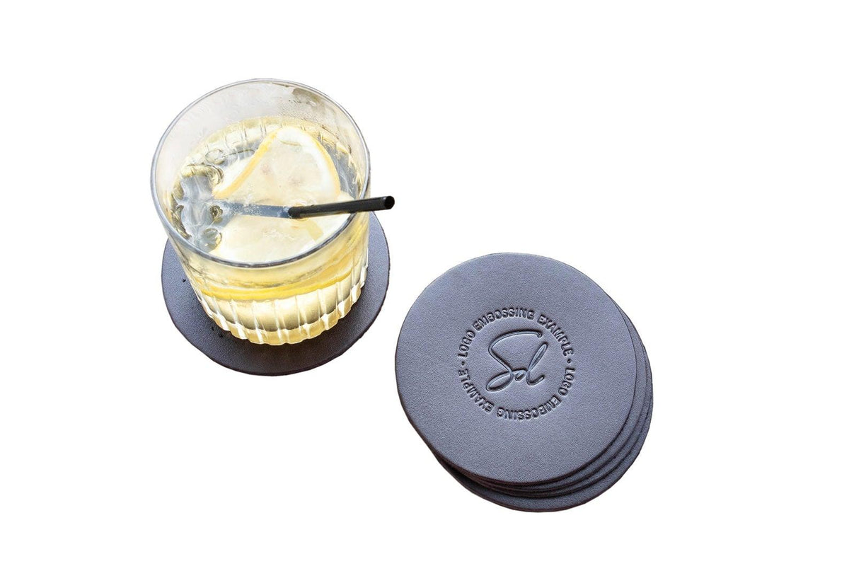 circle leather beer coasters