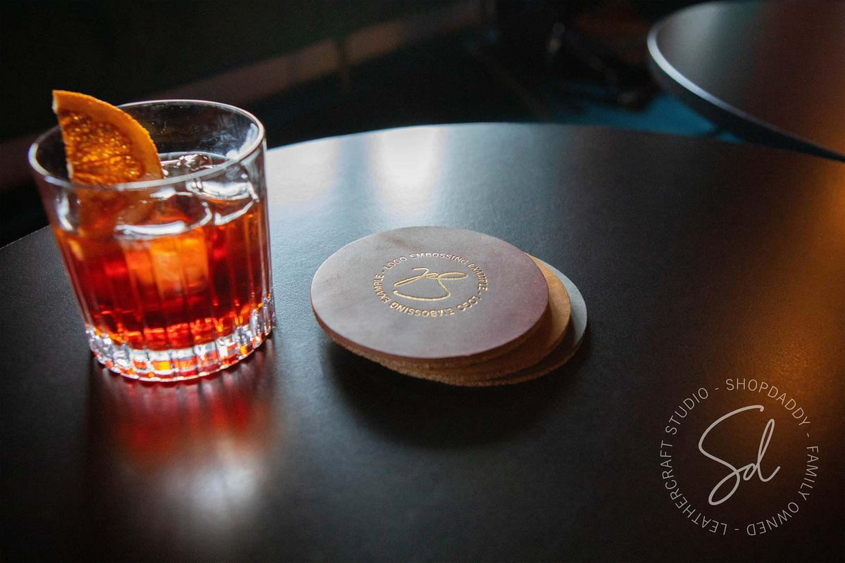Set of Brown Round Coasters with Cork (5 pcs)