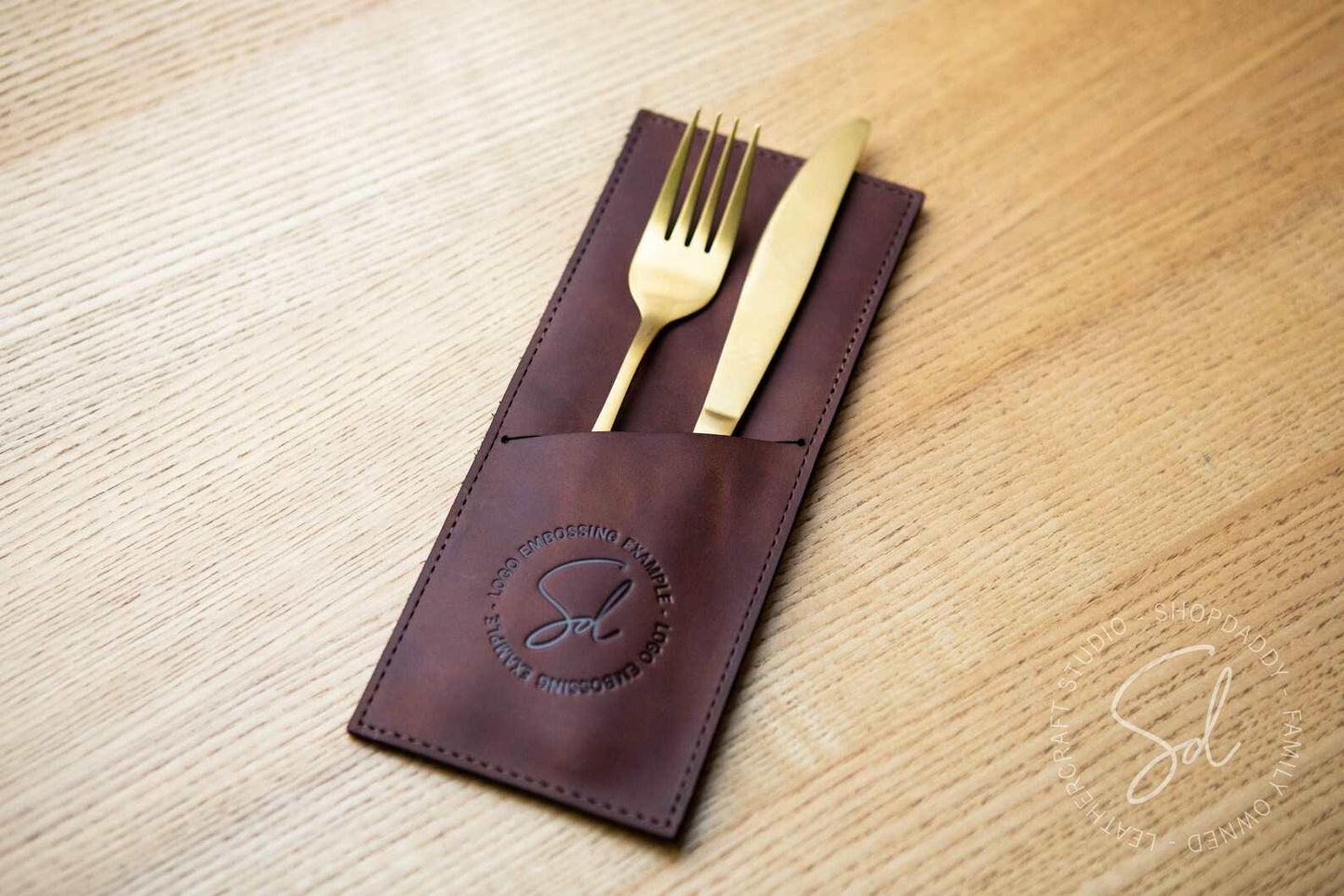 Brown Leather Cutlery Holder