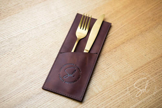 Brown Leather Cutlery Holder