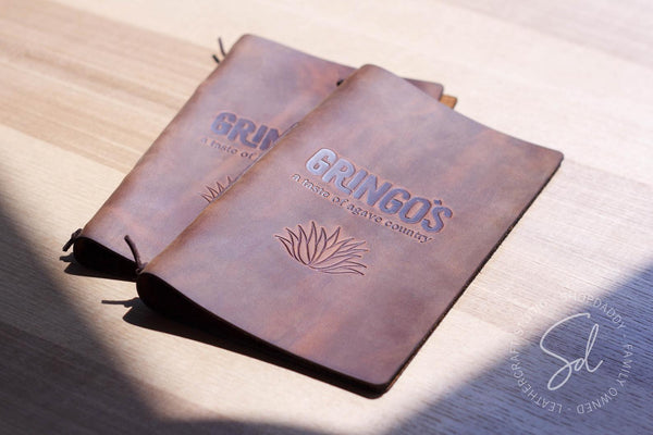 Rusty Leather Menu Cover with Leather Lace