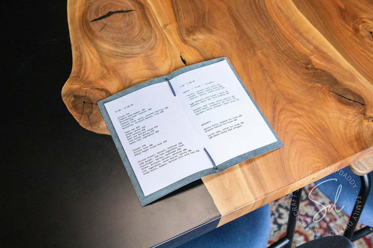 Leather Menu Folio with Leather Lace
