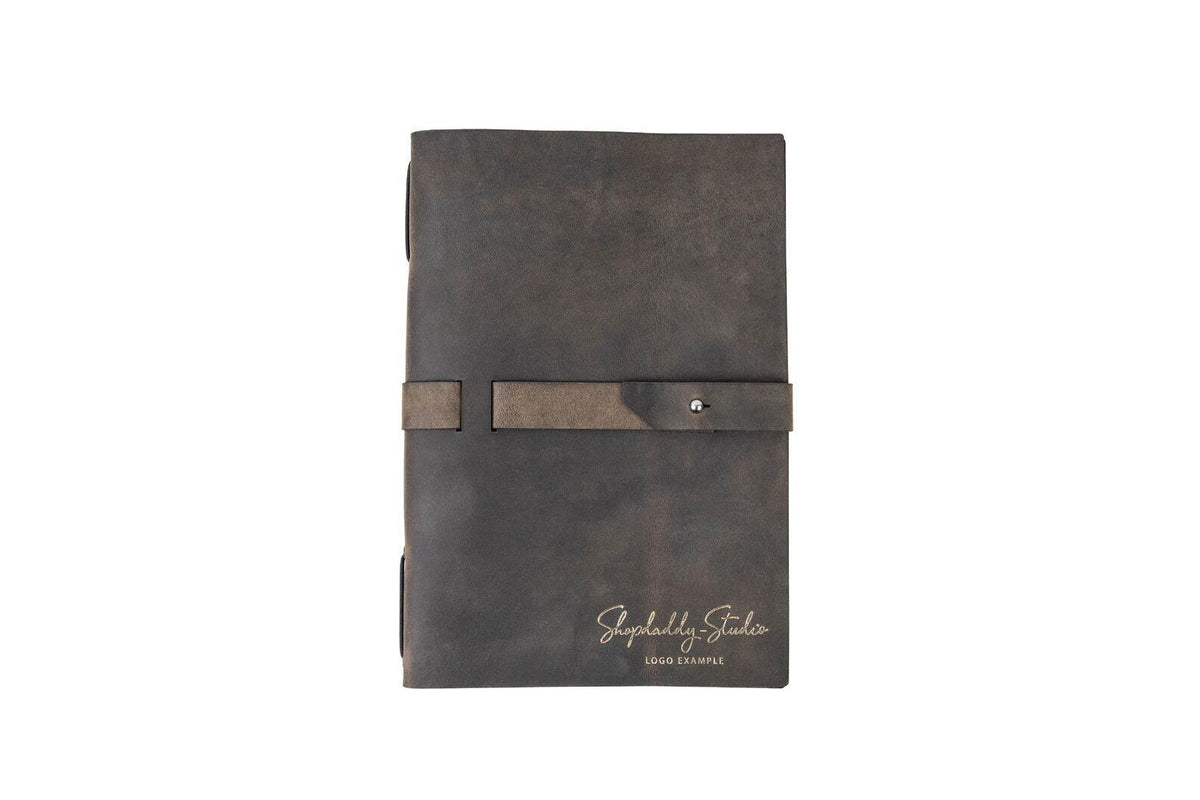 Olive Leather Menu Cover with Leather Belt A5 
