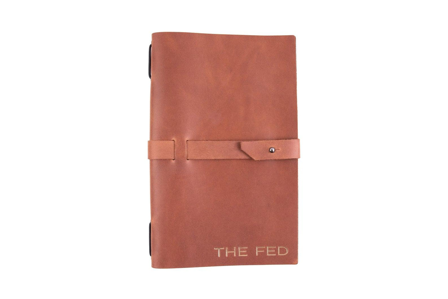 cafe guest Brown Leather Menu Folder with Leather Belt
