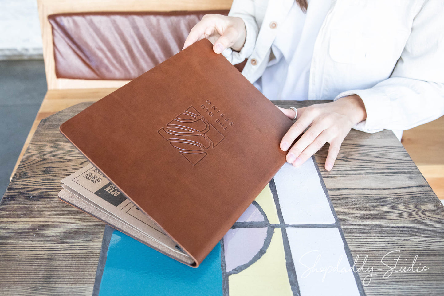 cafe leather menu cover 8.5x5.5 shopdaddy studio