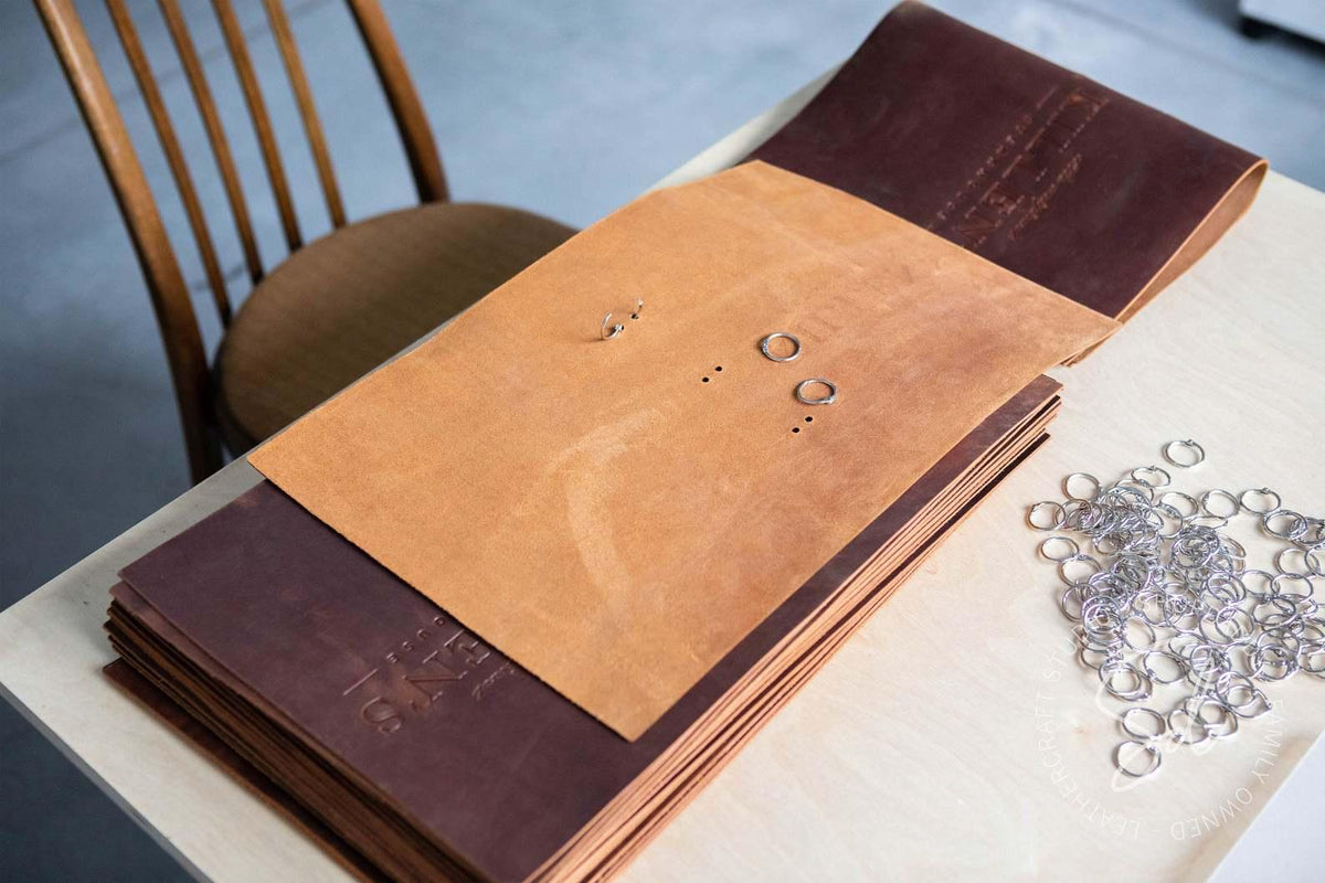 Personalized Rusty Leather Menu Cover with Steel Rings