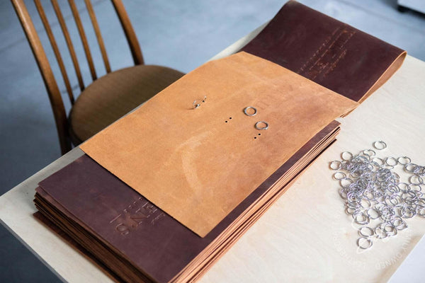 Personalized Rusty Leather Menu Cover with Steel Rings