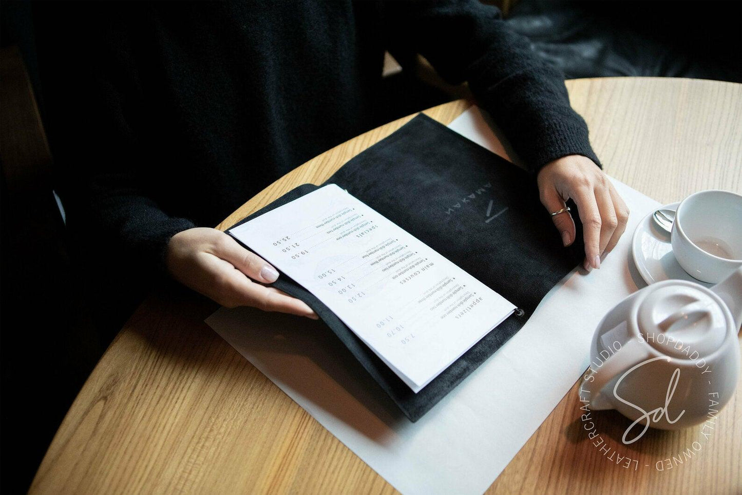 Personalization Leather Menu Cover with Elastic Band