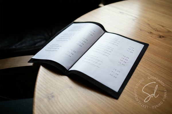 Elegant Leather Menu Cover with Elastic Band