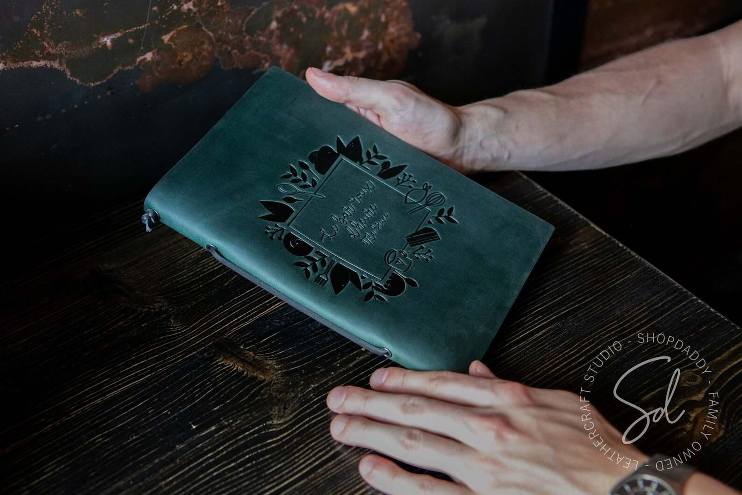 Elegant Leather Menu Book with Leather Lace