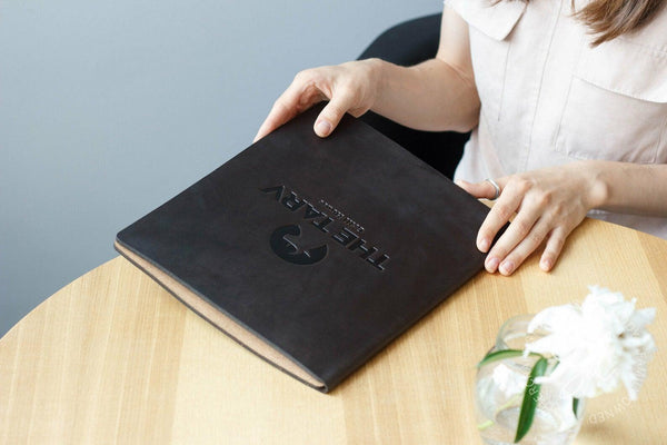 Chocolate Leather Menu Folder with Cork