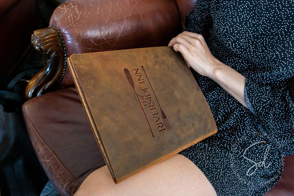 cafe Rusty Leather Menu Cover with Cork