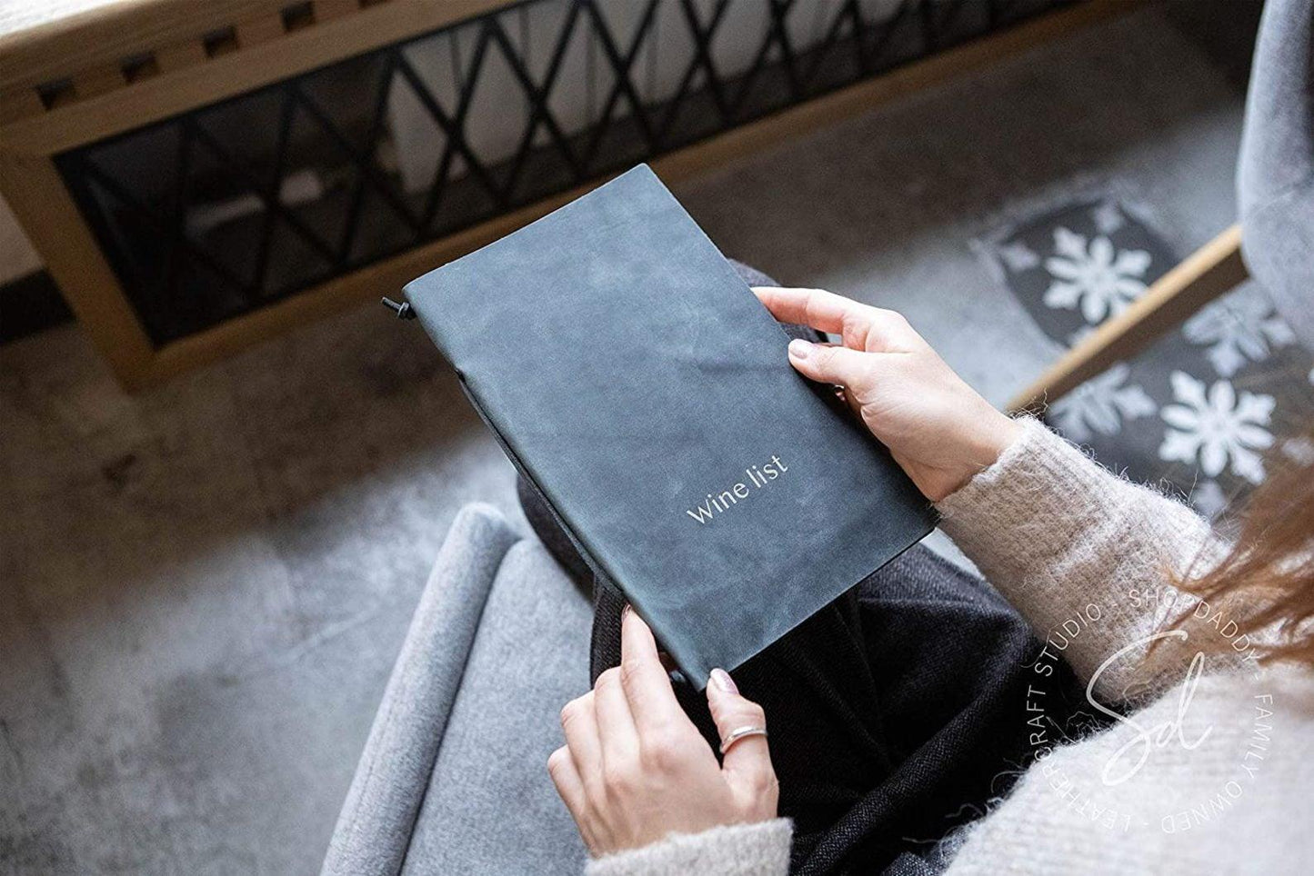 Leather Menu Folder with Leather Lace
