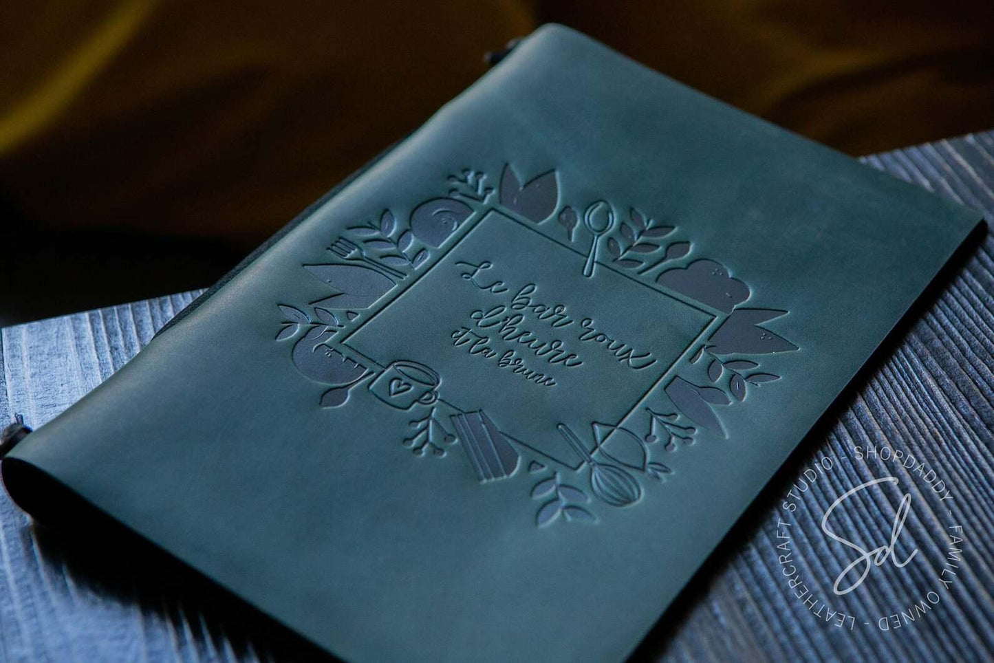 Stylish Leather Menu Book with Leather Lace