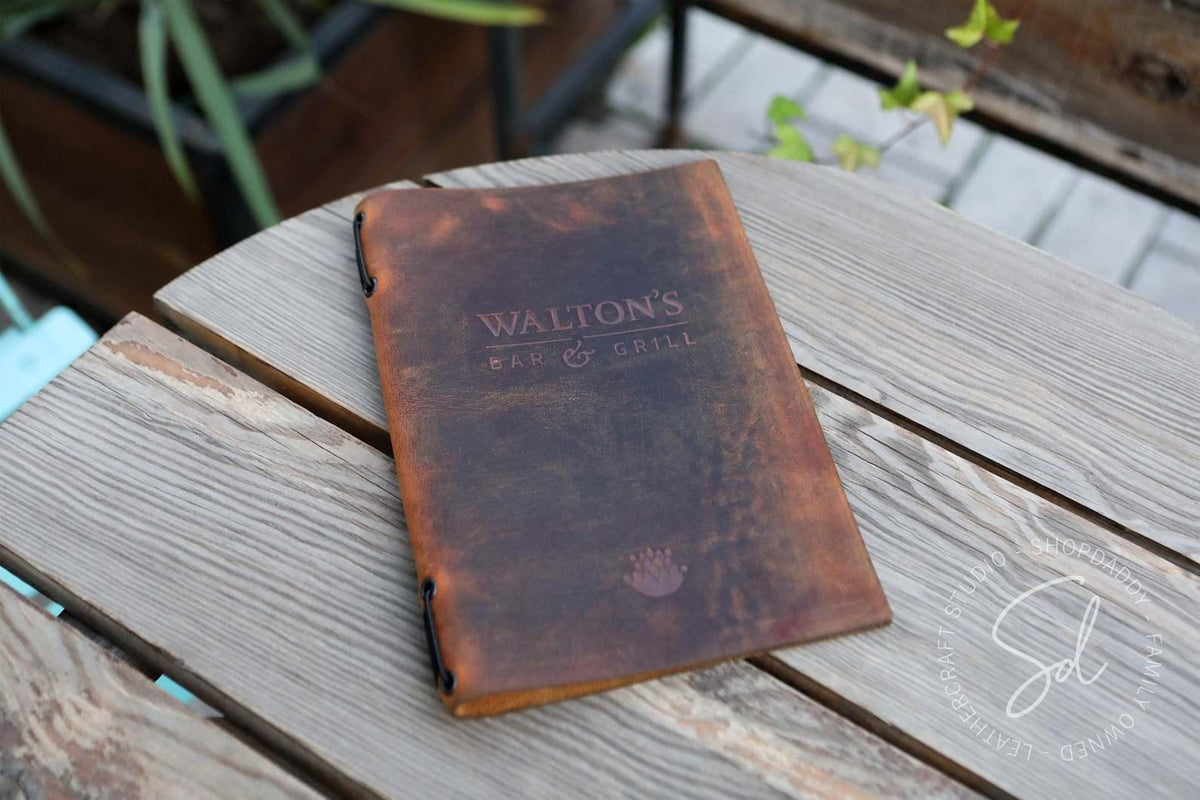 Rusty Leather Menu book with Elastic Band
