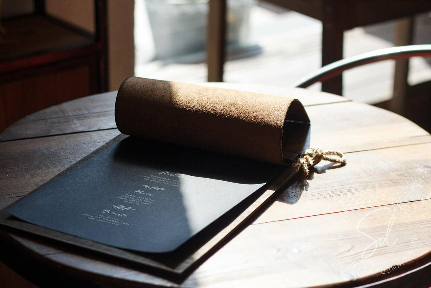 bar wooden leather menu board 8.5x11 shopdaddy studio