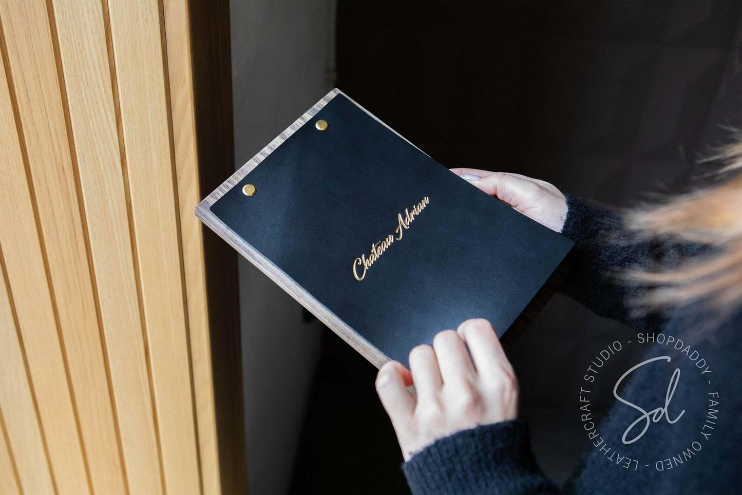 cafe Menu Board with Thick Leather Cover