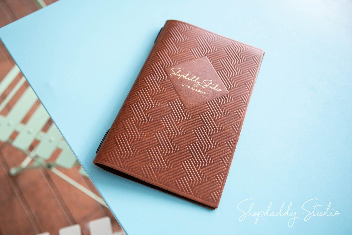 Brown Thick Leather Menu Cover with Pattern