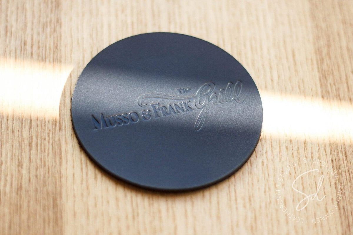 leather drink coaster set personalized