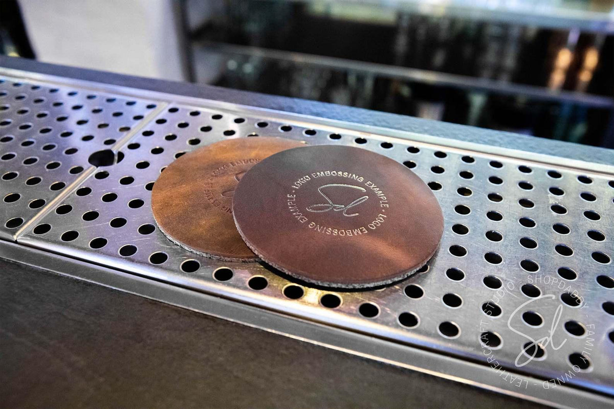 round Set of Brown Coasters with Cork (5 pcs) for restaurant